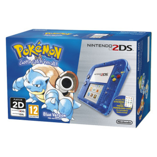 Nintendo 2DS (Transparent, Blue) + Pokemon Blue Version 3DS