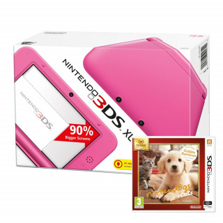 Nintendo 3DS XL (Pink) + Nintendogs + Cats Golden Retriever 3DS