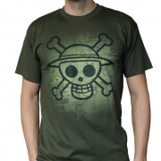 ONE PIECE - T-shirt  "Skull with map Used" khaki - basic (M) 