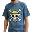 ONE PIECE - T-shirt  "Skull with map" stone blue - basic (XL) thumbnail