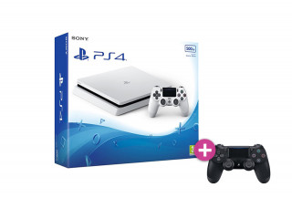 PlayStation 4 (PS4) Slim 500GB Glacier White + PS4 Sony Dualshock 4 Wireless Ovládač  PS4