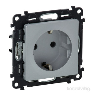 LEGRAND Valena Life 2P+F connector without child protection, with spring wire connection, aluminum Home