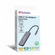 Verbatim CMH-08 USB Typ-C 5000 Mbit/s Strieborná 