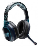 Lexip Kakashi Kamui Slúchadlá s mikrofónom Káblový a bezdrôtový Pres hlavu Hranie Bluetooth Čierna, Modrá 