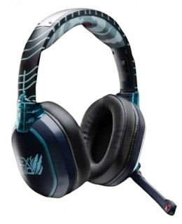 Lexip Kakashi Kamui Slúchadlá s mikrofónom Káblový a bezdrôtový Pres hlavu Hranie Bluetooth Čierna, Modrá PC
