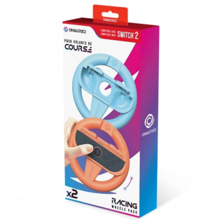 ONIVERSE – sada 2 držiakov ovládačov v tvare volantu pre Nintendo Switch 2 – oranžová / modrá Switch 2