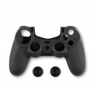 Spartan Gear - Silikónové ochranné puzdro a thumb grips - čierne PS4