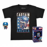 Funko Pocket Pop! & Tee: Marvel - Captain America (Special Edition) (4cm) Bobble-Head Vinyl Figúrka & T-Shirt (L) 