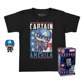 Funko Pocket Pop! & Tee: Marvel - Captain America (Special Edition) (4cm) Bobble-Head Vinyl Figúrka & T-Shirt (L) Merch