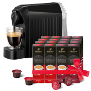 TCHIBO Cafissimo Easy Black Kávovar + Espresso Elegant Aroma 8*10 kapsúl + Espresso Intense Aroma 8*10 kapsúl 