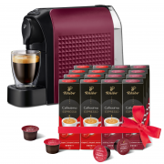 TCHIBO Cafissimo Easy Dark Red Kávovar + Espresso Elegant Aroma 8*10 kapsúl + Espresso Intense Aroma 8*10 kapsúl 