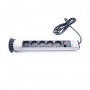 TOO PPS-310-5S IP20, 5x 2P+F, silver table-mountable socket distributor 