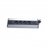 TOO VPS-317-4S IP20, 4x 2P+F, 2x USB-A, silver, desk mountable distributor 