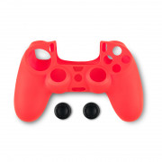 Spartan Gear – silikónové ochranné puzdro na ovládač a palcové úchyty – červené (PS4) 