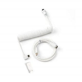 Keychron Coiled Aviator USB-C -> USB-C M/M dátový kábel 1,36 m biely 90°/rovný PC