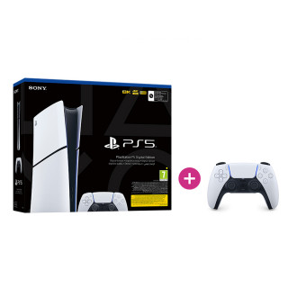 PlayStation 5 Digital Edition (Slim) + PlayStation 5 (PS5) ovládač DualSense (bielo-čierny) PS5