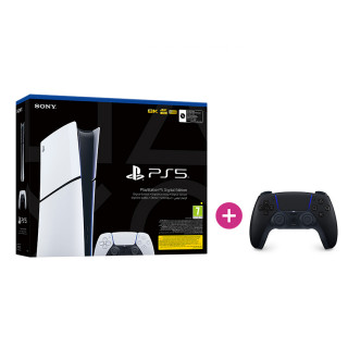 PlayStation 5 Digital Edition (Slim) + PlayStation 5 (PS5) ovládač DualSense (Midnight Black) PS5