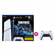 PlayStation 5 Digital Edition (Slim) Fortnite Cobalt Star bundle + DualSense (bielo-čierne) 
