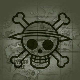 ONE PIECE - T-shirt  "Skull with map Used" khaki - basic (XL) Merch