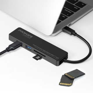 Promate LinkHub-C USB 3.2 Gen 1 (3.1 Gen 1) Type-C Čierna PC