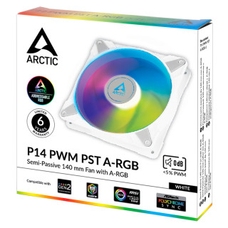 ARCTIC P14 PWM PST A-RGB Počítačová skriňa Ventilátor 14 cm Biela 1 kusov PC