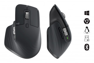 Logitech MX Master 3S myš Kancelária Pravoruké RF Wireless + Bluetooth Laser 8000 DPI PC