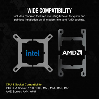 Corsair H100I Procesor Súprava vodného chladenia 12 cm Čierna PC