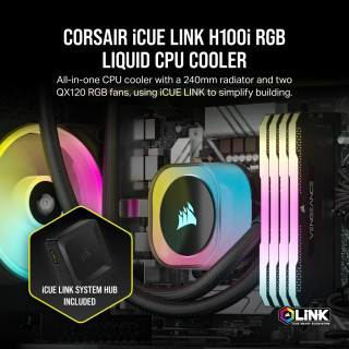 Corsair H100I Procesor Súprava vodného chladenia 12 cm Čierna PC