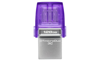 Kingston Technology DataTraveler microDuo 3C USB kľúč 128 GB USB Type-A / USB Type-C 3.2 Gen 1 (3.1 Gen 1) Nerezová oceľ, Purpurová PC