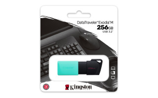 Kingston Technology DataTraveler Exodia M USB kľúč 256 GB USB Typ-A 3.2 Gen 1 (3.1 Gen 1) Čierna, Tyrkysová PC