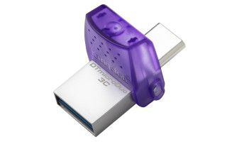 Kingston Technology DataTraveler microDuo 3C USB kľúč 256 GB USB Type-A / USB Type-C 3.2 Gen 1 (3.1 Gen 1) Nerezová oceľ, Purpurová PC