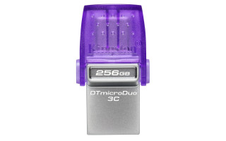 Kingston Technology DataTraveler microDuo 3C USB kľúč 256 GB USB Type-A / USB Type-C 3.2 Gen 1 (3.1 Gen 1) Nerezová oceľ, Purpurová PC