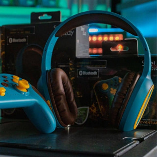 Lexip Adventure Classic Slúchadlá s mikrofónom Káblový a bezdrôtový Pres hlavu Hranie Bluetooth Hnedá, Tyrkysová PC