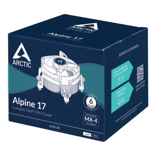 ARCTIC Alpine 17 Procesor Vzduchový chladič 9,2 cm Čierna, Strieborná 1 kusov PC