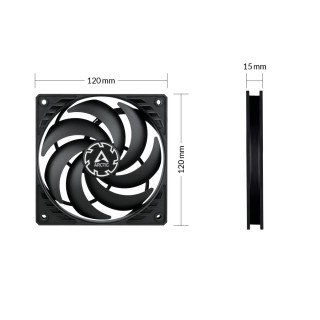 ARCTIC P12 Slim PWM PST Počítačová skriňa Ventilátor 12 cm Čierna 3 kusov PC
