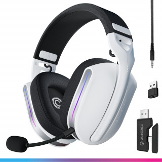 Oniverse Polaris Slúchadlá s mikrofónom Káblový a bezdrôtový Pres hlavu Hranie USB Type-C / USB Type-A Bluetooth Čierna, Biela PC
