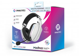 Oniverse Polaris Slúchadlá s mikrofónom Káblový a bezdrôtový Pres hlavu Hranie USB Type-C / USB Type-A Bluetooth Čierna, Biela PC