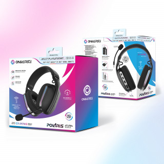Oniverse Polaris Slúchadlá s mikrofónom Káblový a bezdrôtový Pres hlavu Hranie USB Type-C / USB Type-A Bluetooth Čierna PC