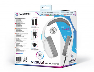 Oniverse Nebula Slúchadlá s mikrofónom Kábel Pres hlavu Hranie USB Typ-A Biela PC
