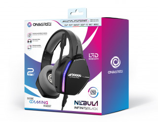 Oniverse Nebula Slúchadlá s mikrofónom Kábel Pres hlavu Hranie USB Typ-A Čierna PC