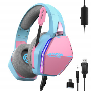 Oniverse Nebula Slúchadlá s mikrofónom Kábel Pres hlavu Hranie USB Typ-A Azúrová, Ružová PC