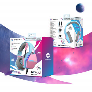 Oniverse Nebula Slúchadlá s mikrofónom Kábel Pres hlavu Hranie USB Typ-A Azúrová, Ružová PC