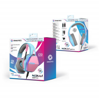 Oniverse Nebula Slúchadlá s mikrofónom Kábel Pres hlavu Hranie USB Typ-A Azúrová, Ružová PC
