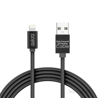 Delight Black iPhone Lightning data cable with LED light 1m Mobile