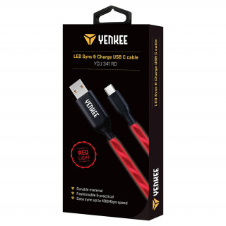 YENKEE YCU 341 RD LED kábel USB-C 1m  PC